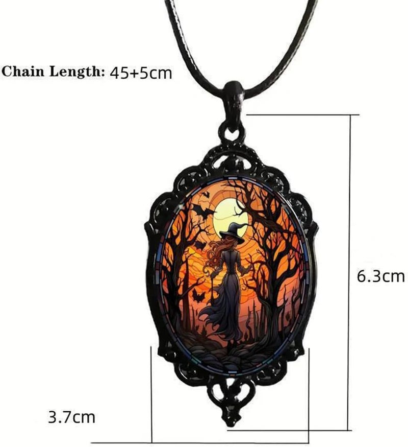 MIFYNN Gothic Bat Glass Pendant Necklace for Women Vintage Gothic Rope Chain Witch Bat Choker Dark Punk Style Necklace Victoria Emboss Necklaces Mystic Witch Jewelry Accessories - Image 2